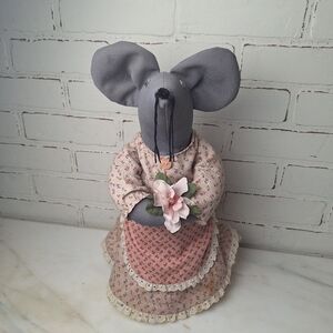 Vintage Granny Country Mouse-Door Stop- Shelf Sitter-Homemade   15”